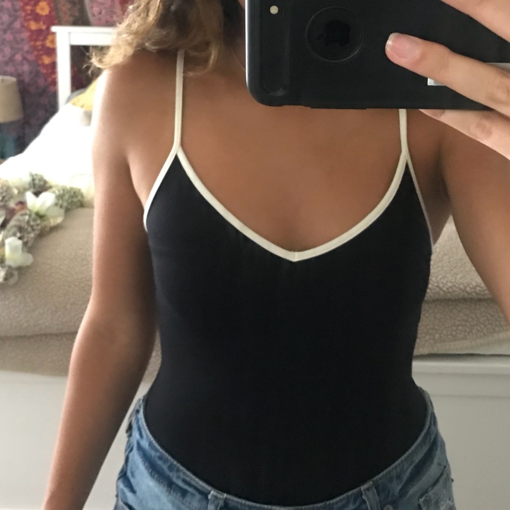 black bodysuit w white trim